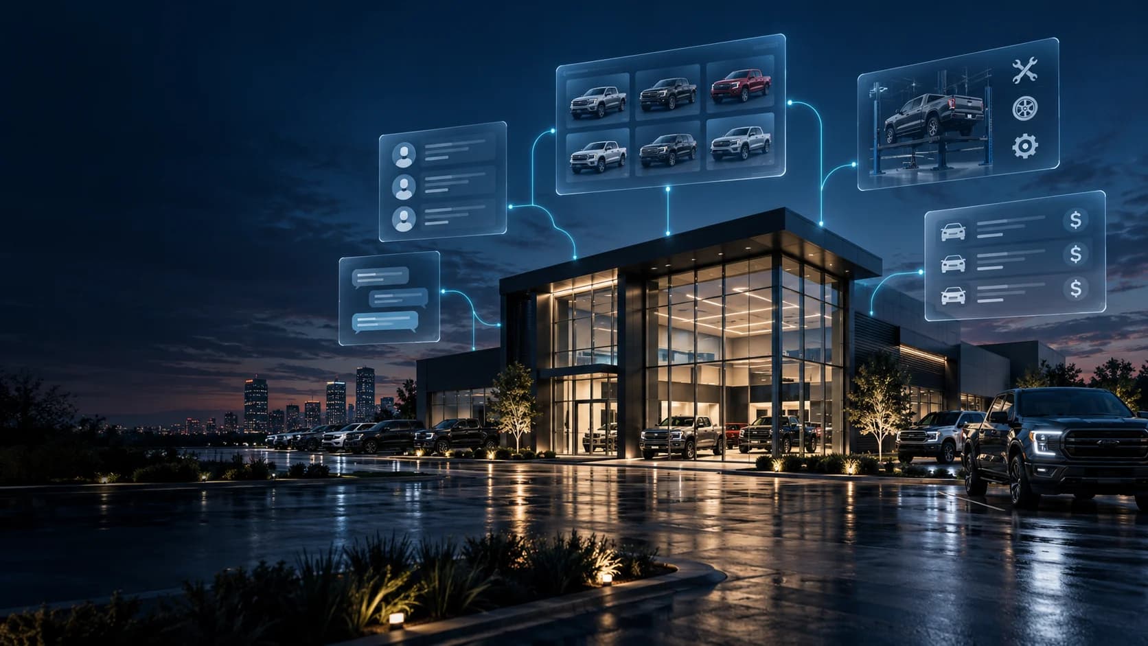 Dealership connected to surrounding software systems